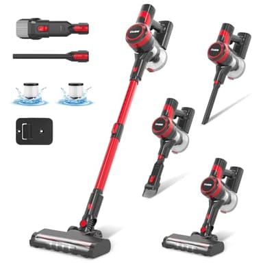 Stanew Aspiradora sin Cable, 22.2V 150W Aspirador de Mano, 4 en 1 Inalámbrica con Autonomía 40 Mins y Filtro HEPA, Aspirador Escoba para Hogar Suelos, Alfombras, Pelo de Mascotas