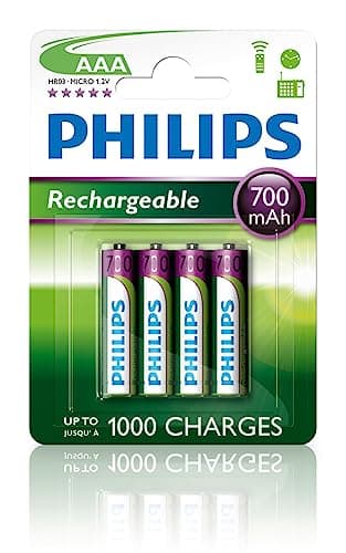 Philips R03B4A70/10 - Pack de 4 Pilas Recargables - NiMh, AAA Pilas