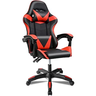 Silla Gaming Ergonómica Reclinable con Cojín Lumbar y Cervical | Altura Ajustable, Reposabrazos Acolchados, Ruedas 360° | Ideal para Oficina, Escritorio, Teletrabajo, Estudio, Juego, Ordenador
