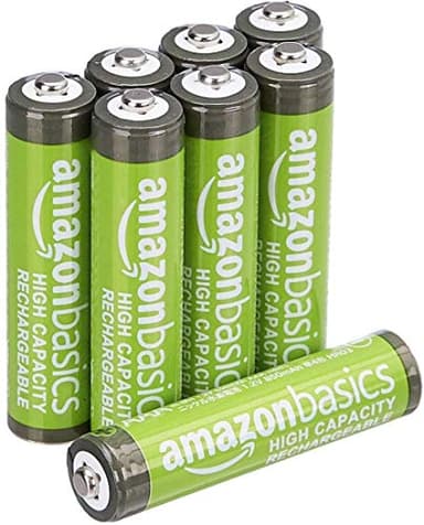 Amazon Basics paquete de 8 baterías AAA NiMH recargables de alta capacidad, 850 mAh, 1,2 V, se recargan hasta 500 veces, precargadas