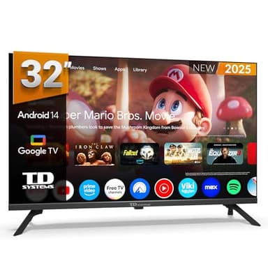 TD Systems - Smart TV 32 Pulgadas HD, Television TDT HD, Android 14 GTV, Modelo 2025, Televisor con 3 años de garantía - PRIME32K21GLE