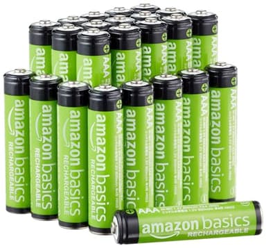 Amazon Basics paquete de 24 pilas AAA NiMH recargables, 800 mAh, 1,2 V, se recargan hasta 1000 veces, precargadas