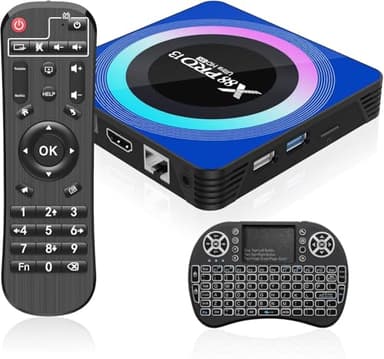 Android 13.0 TV Box, Android Box 4GB RAM 64GB ROM Quad-Core con Mini Teclado Inalámbrico, 2.4/5.0GHz Wi-Fi de Doble Banda BT 5.0 10/100M Ethernet HDMI 8K Android TV Box
