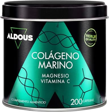 Colágeno Hidrolizado Puro con Magnesio y Vitamina C - 200 Cápsulas - Colágeno Marino Hidrolizado Naticol - Cabello, Piel y Uñas - Huesos y Articulaciones - Colageno con Magnesio - ALDOUS