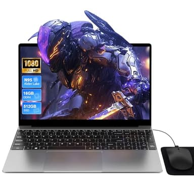 Portátil 15,6 Pulgadas, 16GB RAM+512GB SSD, CPU N95, Teclado Iluminado/Teclado Numérico, Win11 PC Portatil, 5G WiFi, Carga tipo C, Ordenador Portátil para Trabajo en oficina, Estudios y Uso Doméstico